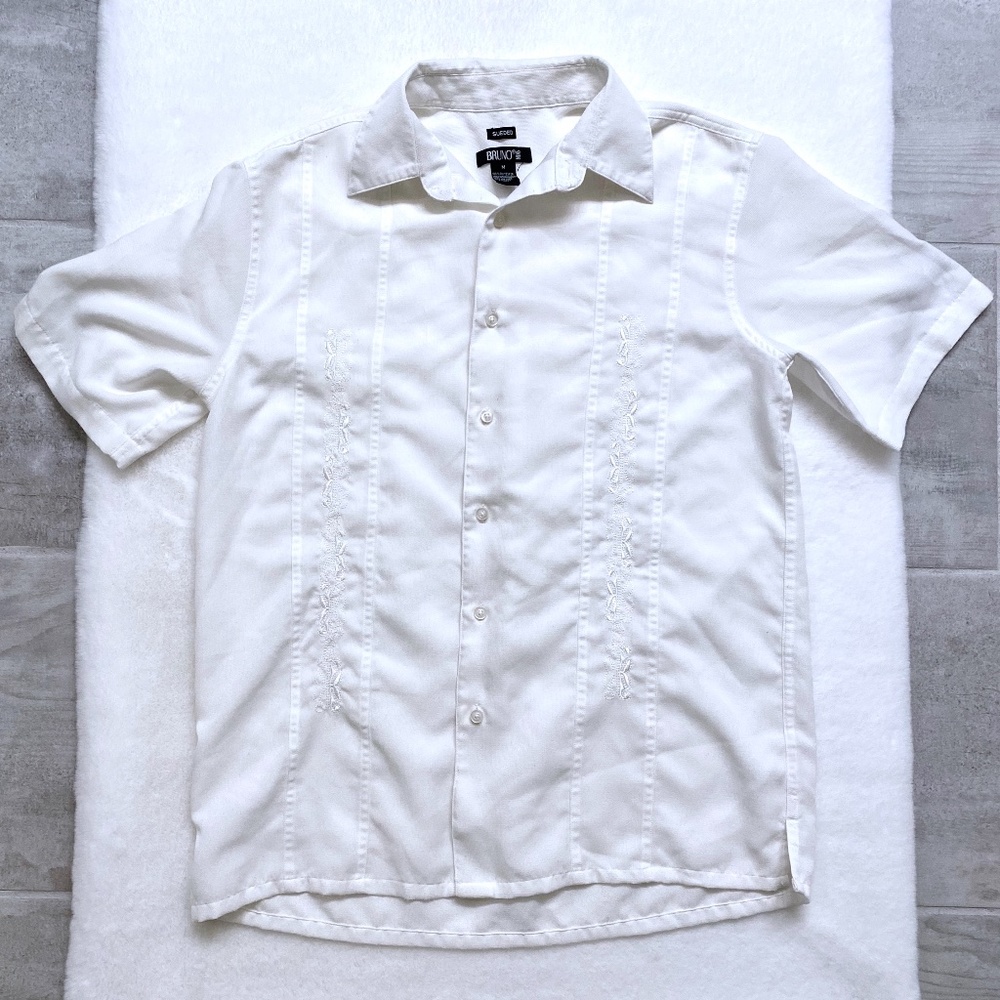 BRUNO White Short Sleeve Button Down Shirt